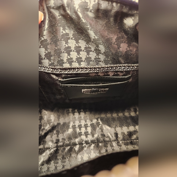 NWT! Karl Lagerfeld Paris Adele Monogram satchel in Indigo - Picture 4 of 4